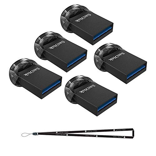 5 Pack Bundle - SanDisk 32GB Ultra Fit USB 3.1 Low-Profile Flash Drive SDCZ430-032G-G46 Pen Drive with Bonus Wisla Trust TM Lanyard