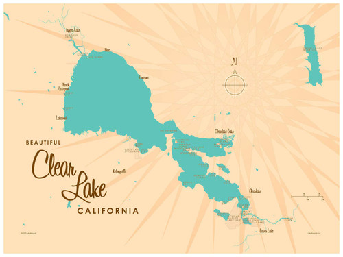 Clear Lake California Map Giclee Art Print Poster from Illustration by Lakebound 18" x 24" Clear Lake California Map Giclee Art Print Poster from Illustration by Lakebound 18" x 24"