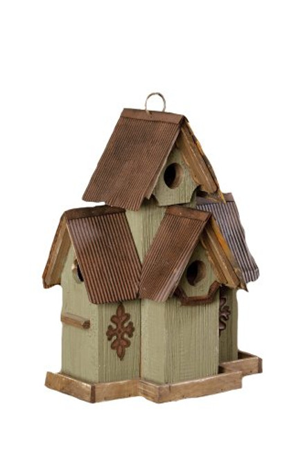 Your Heart's Delight Tin Roof Birdhouse with 4 Holes, 11 by 14 by 8-Inch Your Heart's Delight Tin Roof Birdhouse with 4 Holes, 11 by 14 by 8-Inch