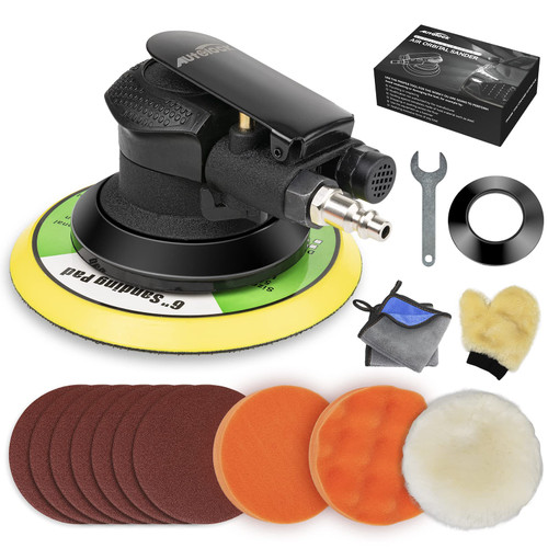 Autolock 6 Inches Air Random Orbital Sander, Pneumatic Palm Car Sanders For Wood Polisher Metal,And Auto Body Work, Da Sanders, Dual-action Sander