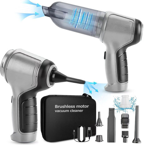 Wireless Handheld Car Vacuum Cleaner and Blower, 12000PA Strong Suction Cordless Vacuum & Powerful Compressed Air Duster, Portable Mini Vacuum for Car, Home, Office, Pet Hair, Keyboard, PC Cleaning
