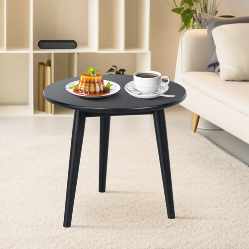 Shandigarh Small End Table, Solid Wood Round Side Table for Living Room Bedroom Small Spaces,Easy Assembly Modern Home Decor Bedside Table. Black