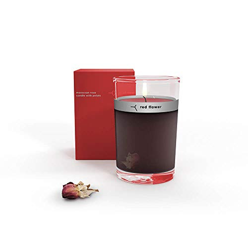 Red Flower Moroccan Rose Petal Topped Candle, Moroccan Rose, 6 oz