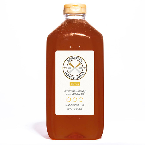 Beekeeper Direct Raw Unfiltered Honey - Real Raw Citrus Honey - All Natural Non-GMO Pure Gourmet Honey - Local California Orange, Grapefruit, and Lemon Honey (5lbs Squeeze Bottle)