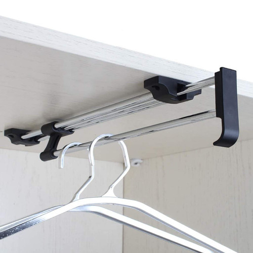 Pull Out Clothes Hanger Rod Extendable Pull Out Closet Rod - Adjustable Wardrobe Rail Clothes Rack, 25-50cm Extendable Clothes Rail, Space-saving Clothes Rail For Wardrobe, Load Capacity 20