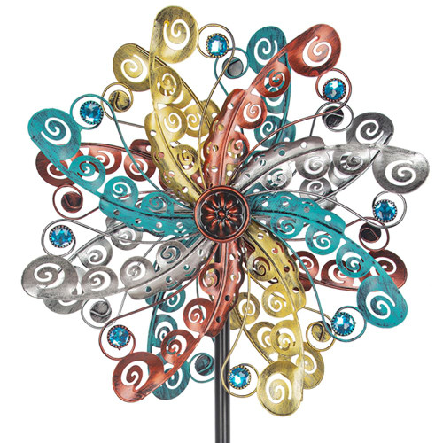 DREAMSOUL Metal Wind Spinners Outdoor, Wind Spinners for Yard and Garden with 5 Stable Stake, Double Kinetic Wind Spinner for Patio, Lawn & Garden Decor 63 * 13 Inches