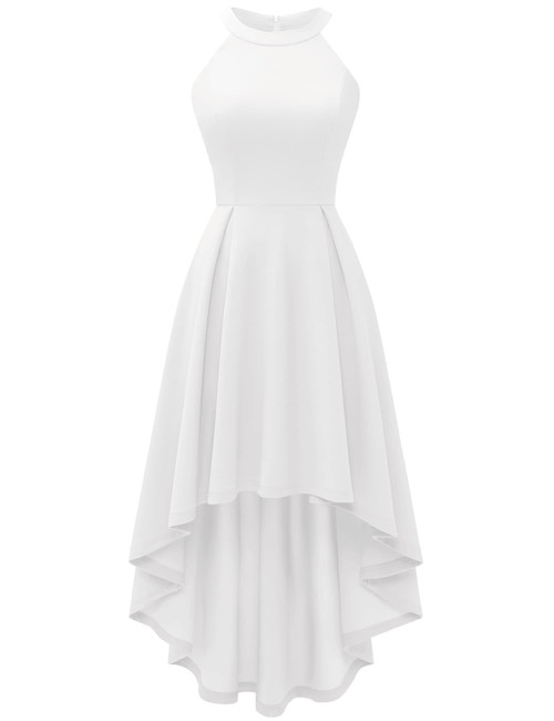 Dressystar Women Halter Summer Cocktail Dresses Sleeveless Hi-Lo Bridesmaid Dress Formal Party Dress KQ28 White L Dressystar Women Halter Summer Cocktail Dresses Sleeveless Hi-Lo Bridesmaid Dress Formal Party Dress KQ28 White L