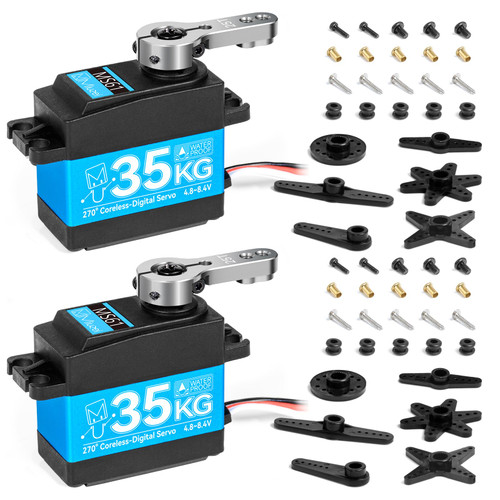 Miuzei 35kg High Torque RC Servo, Coreless Servo Motor Metal Gear Digital Waterproof Steering Servo for Arduino 1/8 1/10 RC Car Robotic DIY 270 Degree (2)