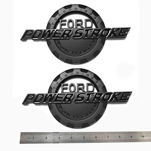 2x OEM Power stroke Super Duty Side Fender Emblems 3D Logo 6.0L 6.4L 6.7L 7.3L Powerstroke Superduty Badge Replacement for F150 F250 F350 Black