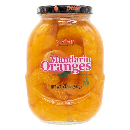 MW Polar Mandarin Oranges in Light Syrup, glass jar 20oz (Pack of 6)