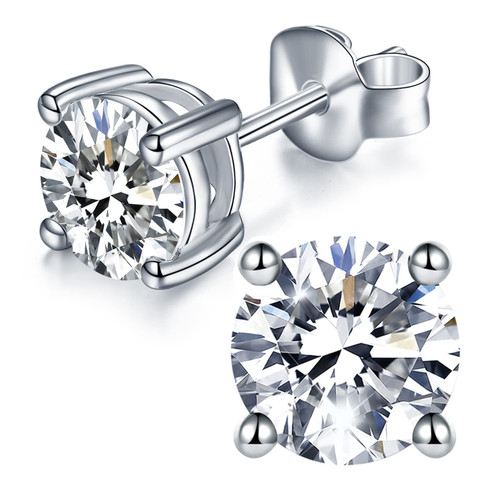IMOLOVE Moissanite Stud Earrings with 0.6ct-3ct D Color Round Cut Lab Created Diamond Earrings in Sterling Silver with 18K White Gold Plated for Women Men-1 IMOLOVE Moissanite Stud Earrings with 0.6ct-3ct D Color Round Cut Lab Created Diamond Earrings in Sterling Silver with 18K White Gold Plated for Women Men-1