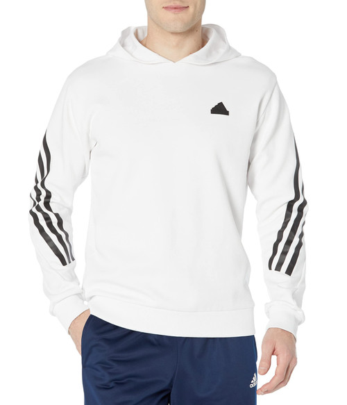 adidas Men's Future Icon 3-Stripes Hoodie, White, Medium
