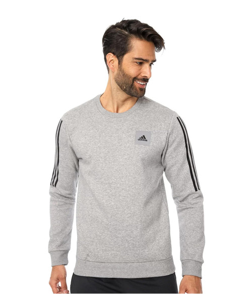 adidas Men's Must Haves Fleece Crew Medium Gray Heather Small