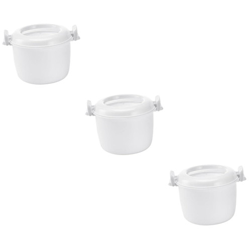 3pcs Cookware for Microwave Oven Microwave Cooker Micro-wave Oven Rice Cooker White re-usable
