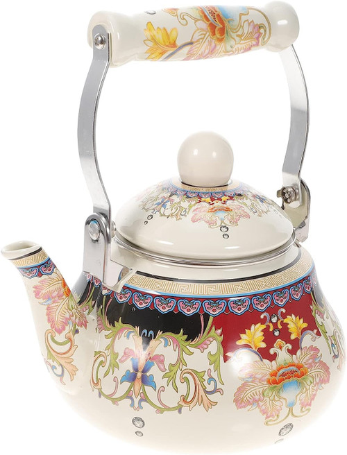 Enameled Teakettle, stove top kettle,Enamel Teapot Tea Kettle for Stovetop Floral Enamel on Steel Teapot Tea Serving Pot with Porcelain Handle 1.5L (Size : 2.5L) (Size : 1.5L)