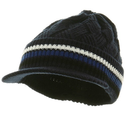 Acrylic Rasta Beanie Visor-Navy White OSFM
