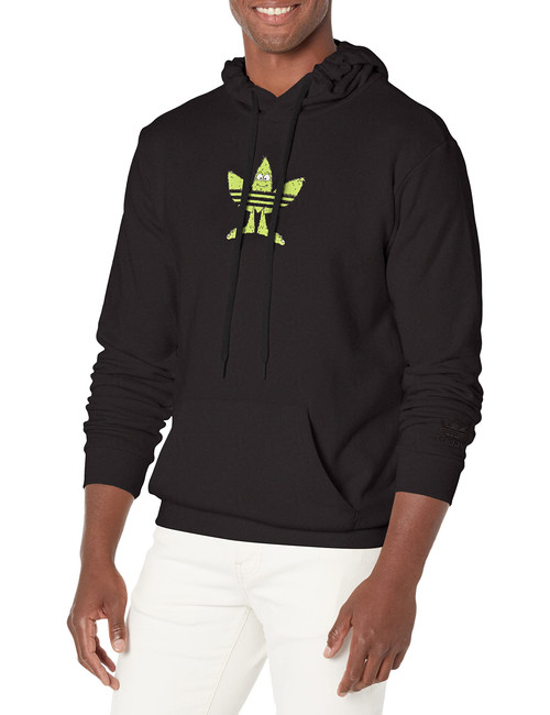 adidas Originals Men's Graphics Fun Hoodie, Black/White/Pulse Lime, Medium