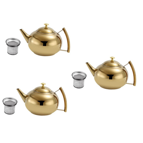 DECHOUS 3pcs Stainless Steel Teapot Teapots Water Kettle Stovetop Asian Teapot Tea Kettles Stove Top Teapot Stainless Steel Coffee Pot Japanese Tea Pot Stove Kettle Tea Set With Cover Miss