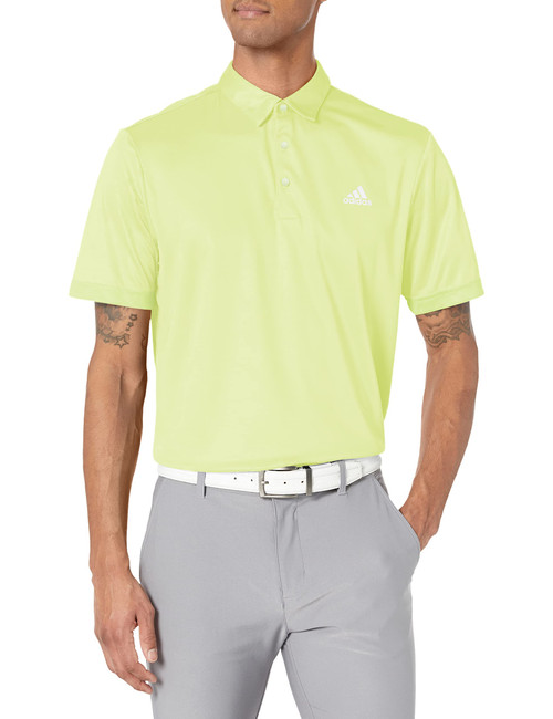 adidas Men's Jacquard Polo Shirt, Pulse Lime/White, Medium