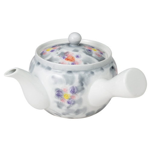 Ranchant (M) Teapot, Multi, 5.9 x 6.7 x 3.7 inches (15 x 17 x 9.5 cm), Gray Dami Flowers, Arita Ware Made in Japan