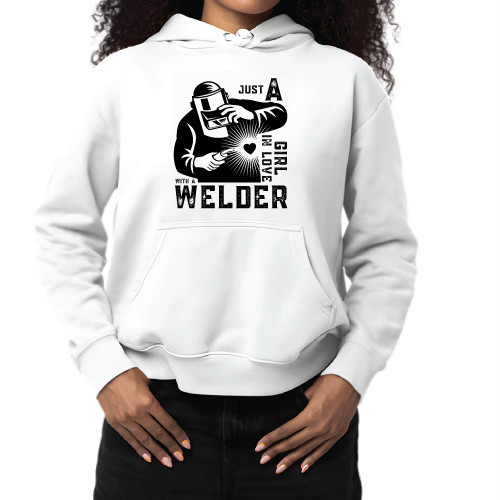 Gift for Ironworker Girl Who Loves Welding Humor Saying White and Muticolor Unisex Hoodie