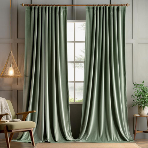 MIULEE Sage Green Velvet Curtains 84 inches 2 Panels - Luxury Room Darkening Window Drapes for Bedroom Living Room Thermal Insulated Super Soft Blackout, Back Tab Rod Pocket Pinch Pleated, W52 x L84 MIULEE Sage Green Velvet Curtains 84 inches 2 Panels - Luxury Room Darkening Window Drapes for Bedroom Living Room Thermal Insulated Super Soft Blackout, Back Tab Rod Pocket Pinch Pleated, W52 x L84