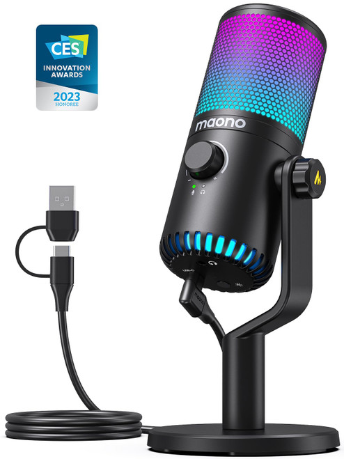 MAONO Gaming USB Microphone with Software, Programmable RGB Mic for Recording, Streaming, Podcast, PS5, PS4, PC, Computer, DM30 RGB MAONO Gaming USB Microphone with Software, Programmable RGB Mic for Recording, Streaming, Podcast, PS5, PS4, PC, Computer, DM30 RGB