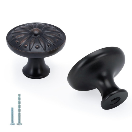 Rergy Cabinet Knobs 25 Pack Oil Rubbed Bronze Cabinet Knobs Round Cabinet Knobs Oil Rubbed Bronze Knobs Antique Bronze Cabinet Knobs Kitchen Cabinet Knobs Solid Knobs for Dresser Drawers