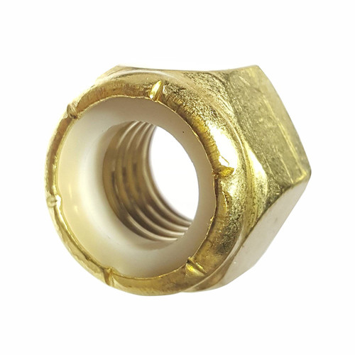3/8-16 Nylon Insert Hex Lock Nuts, Solid Brass, Grade 360, Plain Finish, Quantity 100 by Fastenere