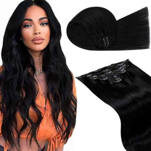 LaaVoo Black Clip in Hair Extensions Human Hair Jet Black Hair Extensions Clip ins Real Human Hair Black Clip in Extensions Human Hair Remy Silky Straight Double Weft 7Pcs 120g 14 Inch LaaVoo Black Clip in Hair Extensions Human Hair Jet Black Hair Extensions Clip ins Real Human Hair Black Clip in Extensions Human Hair Remy Silky Straight Double Weft 7Pcs 120g 14 Inch