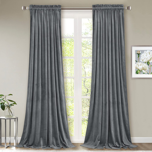 StangH Light Grey Velvet Curtains 84 inches Length Room Darkening Velvet Window Curtain Drapes for Living Room Thermal Privacy Panels for Bedroom/Office, W52 x L84, 2 Panels
