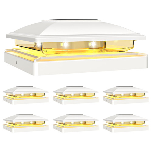 VOLISUN Solar Post Cap Light Outdoor Waterproof 6pack,Solar Fence - Post Lights for 4x4 5x5 6x6 Wooden/Vinyl Post, White Deck Post Cap Light Solar Powered for Garden/Patio/Porch VOLISUN Solar Post Cap Light Outdoor Waterproof 6pack,Solar Fence - Post Lights for 4x4 5x5 6x6 Wooden/Vinyl Post, White Deck Post Cap Light Solar Powered for Garden/Patio/Porch