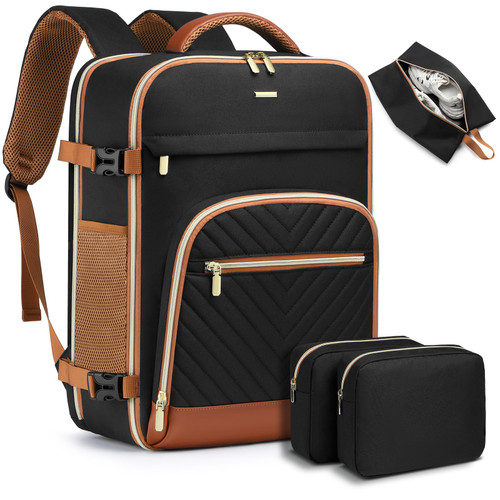 Travel Laptop Backpack For Women: 17 Inch 40L Carry On Business Bag TSA Flight Approved Personal Item Daypack Weekender Luggage Waterproof Large Traveling Bag For Airplane Black 3 Packing Cubes Travel Laptop Backpack For Women: 17 Inch 40L Carry On Business Bag TSA Flight Approved Personal Item Daypack Weekender Luggage Waterproof Large Traveling Bag For Airplane Black 3 Packing Cubes
