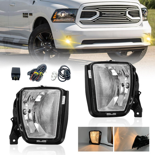 Rowxroad Fog Lights Fit for 2013 2014 2015 2016 2017 2018 Dodge Ram 1500 & 2019 2020 2021 Ram 1500 Classic Pickup Truck Passenger & Driver Side Clear Lens Front Bumper Driving Fog Lamp