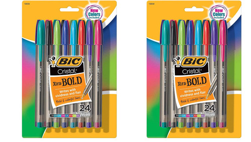 BIC MSBAPP241-A-AST Cristal Xtra Bold Fashion Ballpoint Pen, Bold Point (1.6mm), Assorted Colors, 48-Count