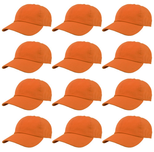 Gelante Baseball Caps Hats 100% Cotton Plain Blank Adjustable Size Wholesale Bulk of 12 Pack.1814-Orange-12PC