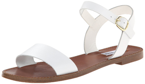Steve Madden Women's DONDDI Sandal, white leather, 8.5 M US