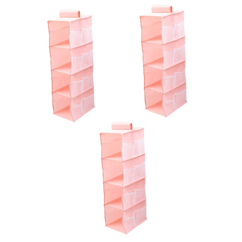 PRETYZOOM 3pcs Storage Bag 4- Shelf Closet Organizer Closet Hanging Shelves for Clothes Underwear Storage Holder Cloth Hanging Organizer Wardrobe Organizers Bags Storage Box Foldable