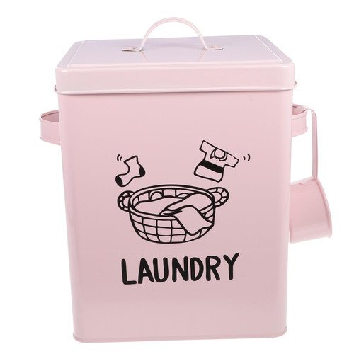DOITOOL Lotion Sub Bottle Laundry Box Liquid Containers Laundry Metal Tin Laundry Container Laundry Beads Dispenser Washing Jar Iron Snack Laundry Rack Pink Iron Storage Bucket Container