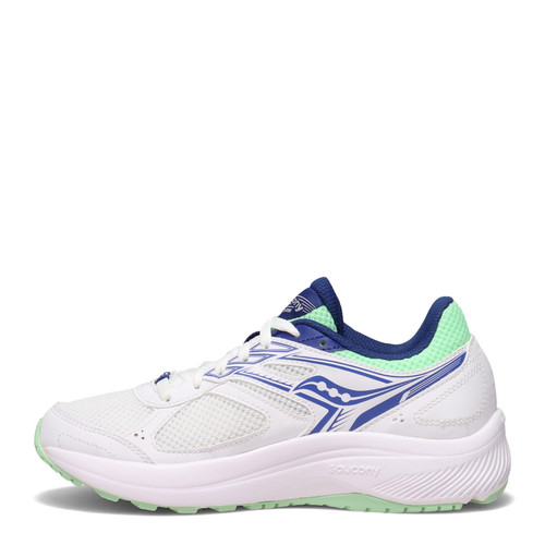 Saucony Women's Cohesion 14 Road Running Shoe, White/Navy/Mint, 9.5