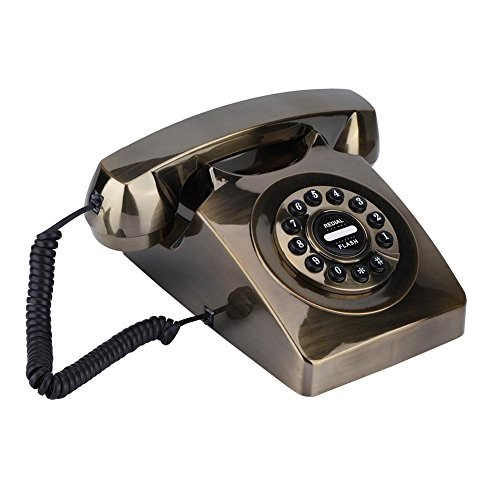 Antique Retro Western Style Telephone Fashionable Corded Phone Vintage Telephone Wall Mounted Phone with Numbers Storage & Rotary Dial Function for Home Classic Decoration(Brown)