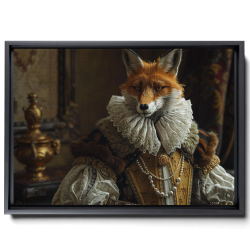 3D Art Prints, 3D Wall Art Decor, Elegant Victorian Fox, Renaissance Inspired Portrait, Altered Art Print Blending Animal and Human Features, Canvas Prints,Wall
