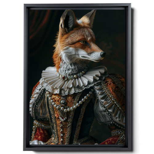 3D Art Prints, 3D Wall Art Decor, Elegant Victorian Fox, Renaissance Inspired Portrait, Altered Art Print Blending Animal and Human Features, Canvas Prints,Art