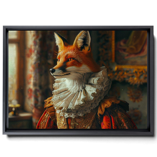 3D Art Prints, 3D Wall Art Decor, Elegant Victorian Fox, Renaissance Inspired Portrait, Altered Art Print Blending Animal and Human Features, Canvas Prints,Decor