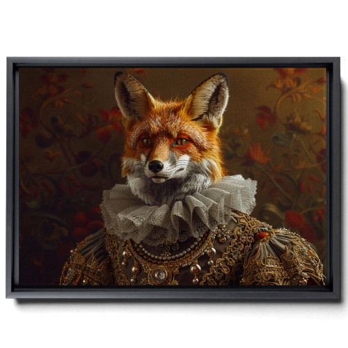 3D Art Prints, 3D Wall Art Decor, Elegant Victorian Fox, Renaissance Inspired Portrait, Altered Art Print Blending Animal and Human Features, Canvas,Decor