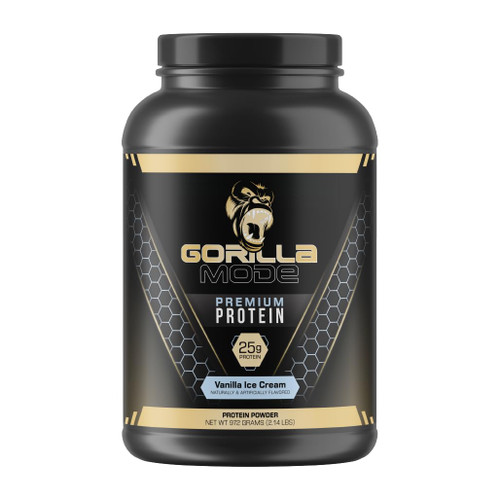 Gorilla Mode Premium Whey Protein - Vanilla Ice Cream / 25 Grams of Whey Protein Isolate & Concentrate/Recover and Build Muscle (30 Servings)