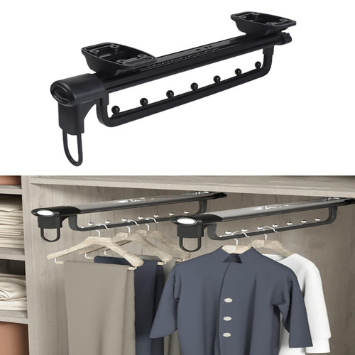 Pull Out Clothes Hanger Rod Extendable Pull Out Closet Rod - Wardrobe Pull-Out Trousers Rack, Adjustable 25-46 Cm Clothes Rail Wardrobe, Hanger Extendable Trouser Hanger, for Closet Organize