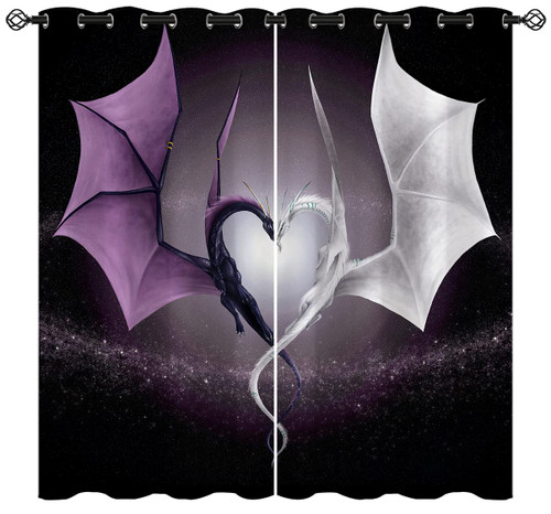 Palnokin Dragon Blackout Curtains for Girls Boys Home Decor, Dream Galaxy Western Mythical Magic Dragon Grommet Thermal Insulated Drapes Darkening Window Curtain for Bedroom Living Room, 63 x 63 Inch