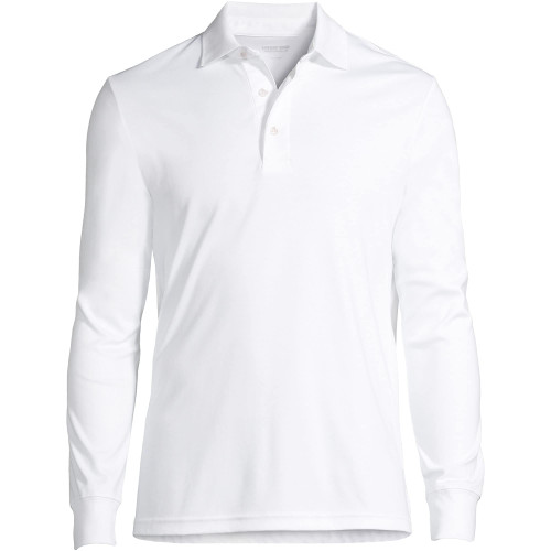 Lands' End Mens Long Sleeve Supima Polo White Tall XX-Large
