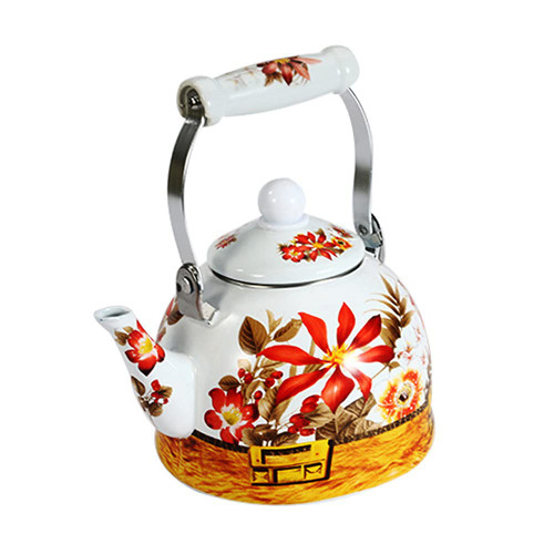 RemeeHi Floral Ceramic Enamel Teapot Tea Kettle for Stovetop,Large Porcelain Enameled Teakettle 1.5L